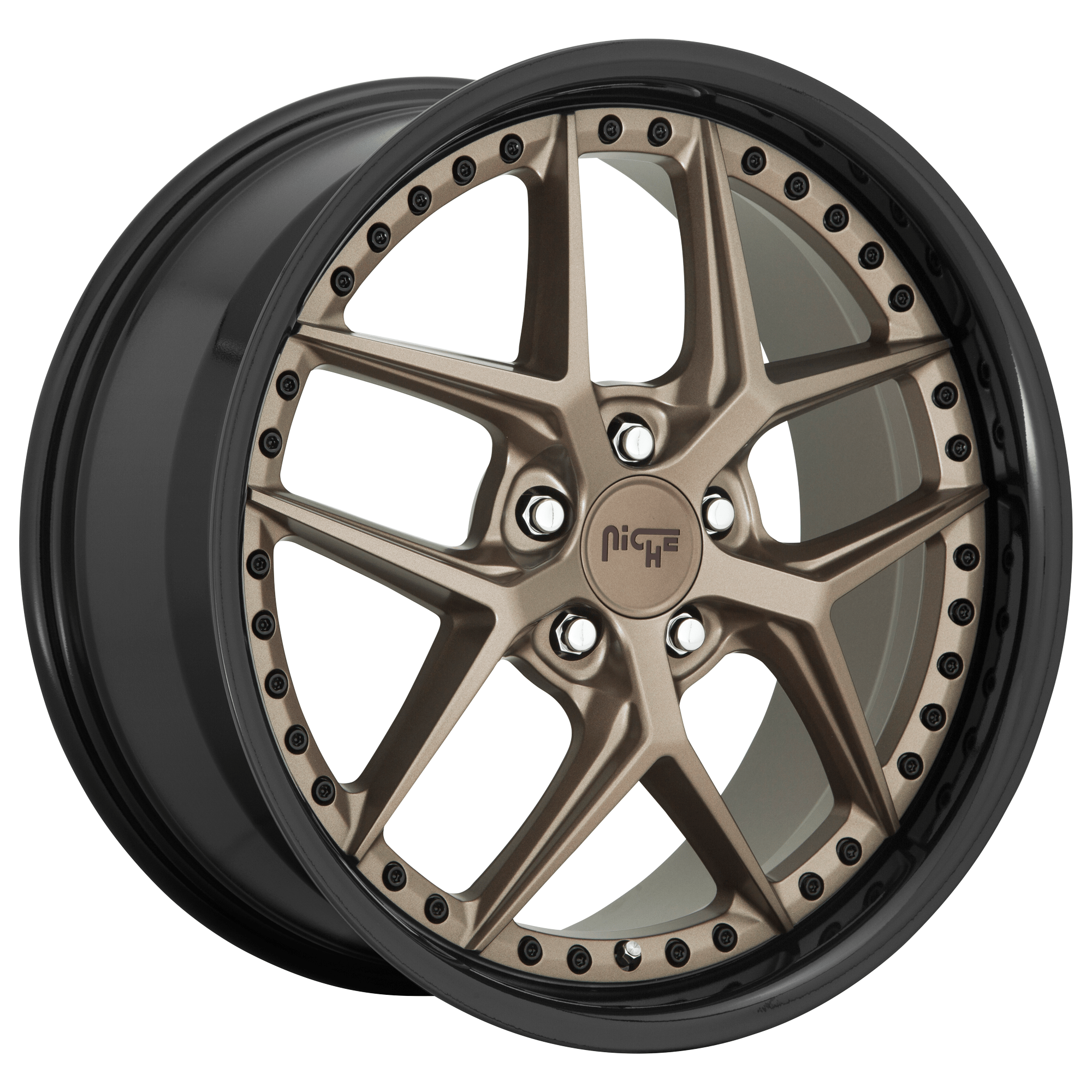 Niche 1PC M227 VICE 20x10.5 Matte Bronze Black Bead Ring 5x114.3 40mm