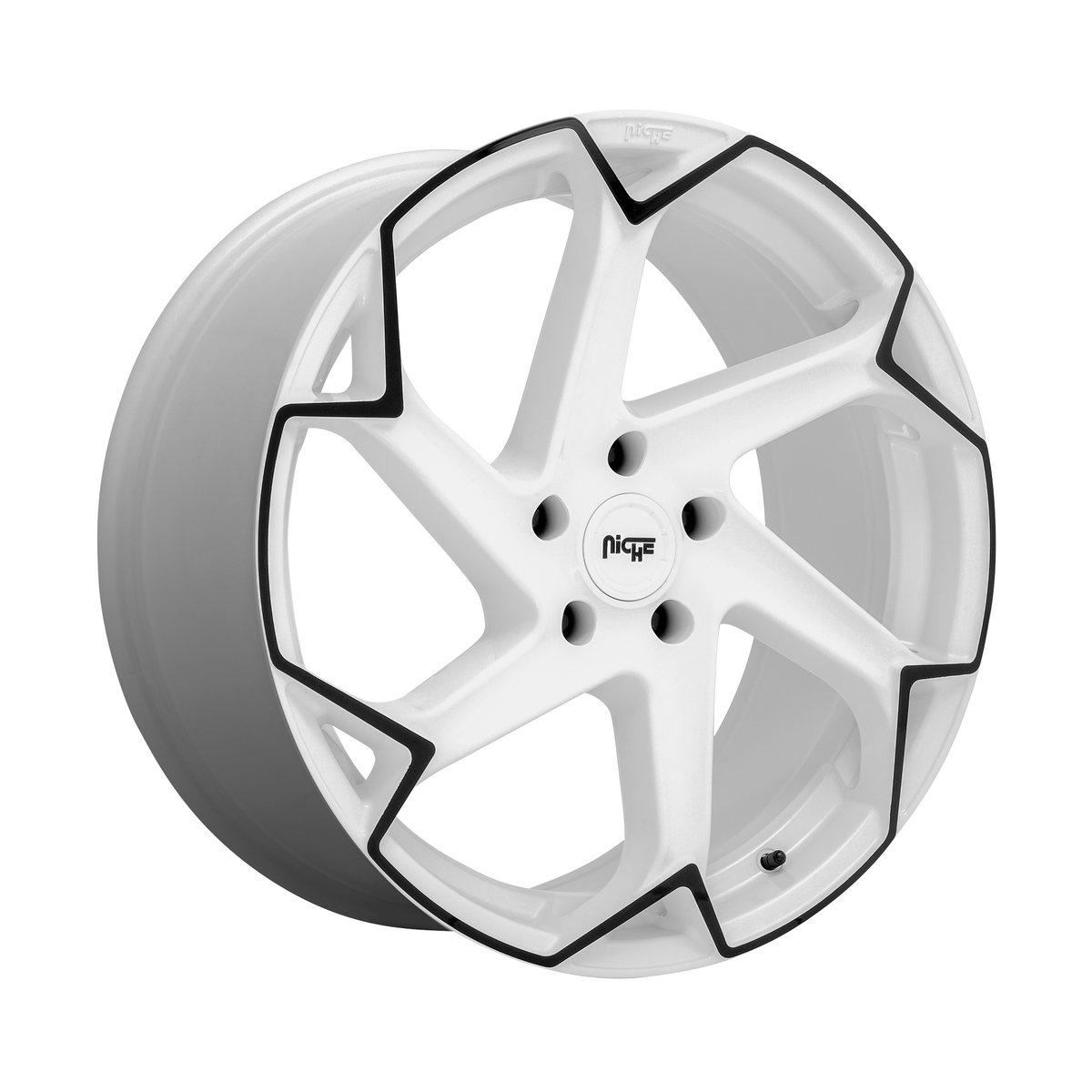 Niche 1PC M257 FLASH 20x10.5 Gloss White W/ Black 5x114.3 40mm