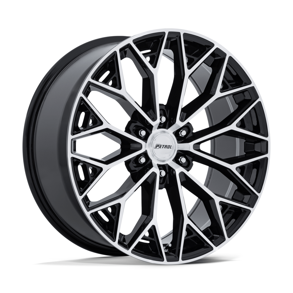 Petrol PE006 P5E 22x9.5 Gloss Black W/ Machined Face 6x135 30mm