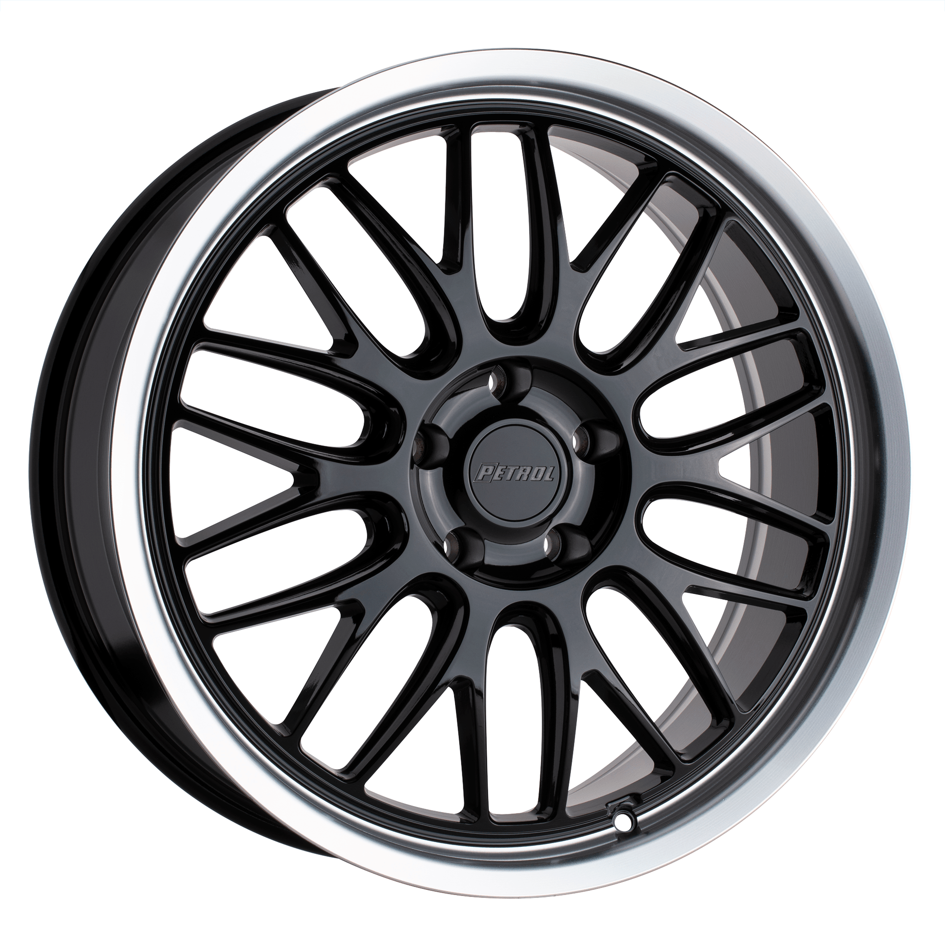 Petrol P4C 18x8 Gloss Black W/ Mach Cut Lip 5x114.3 40mm