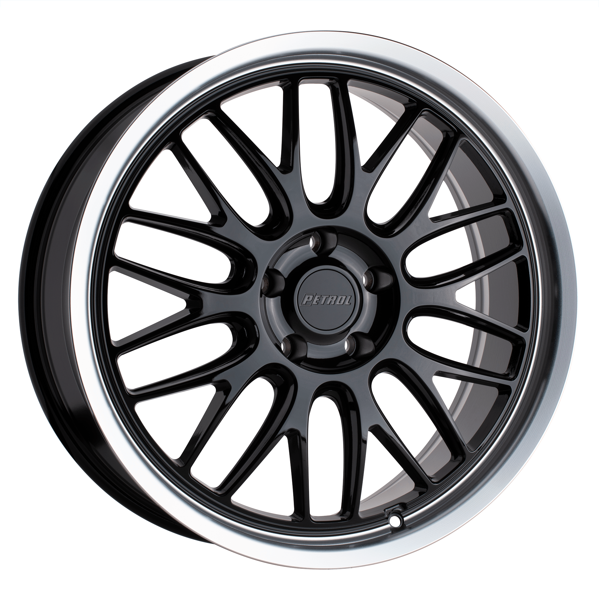 Petrol P4C 18x8 Gloss Black W/ Mach Cut Lip 5x114.3 40mm