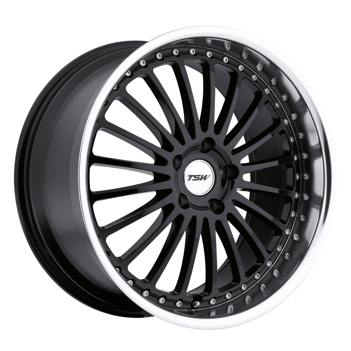 TSW SILVERSTONE 18x8 Gloss Black W/ Mirror Cut Lip 5x114.3 40mm