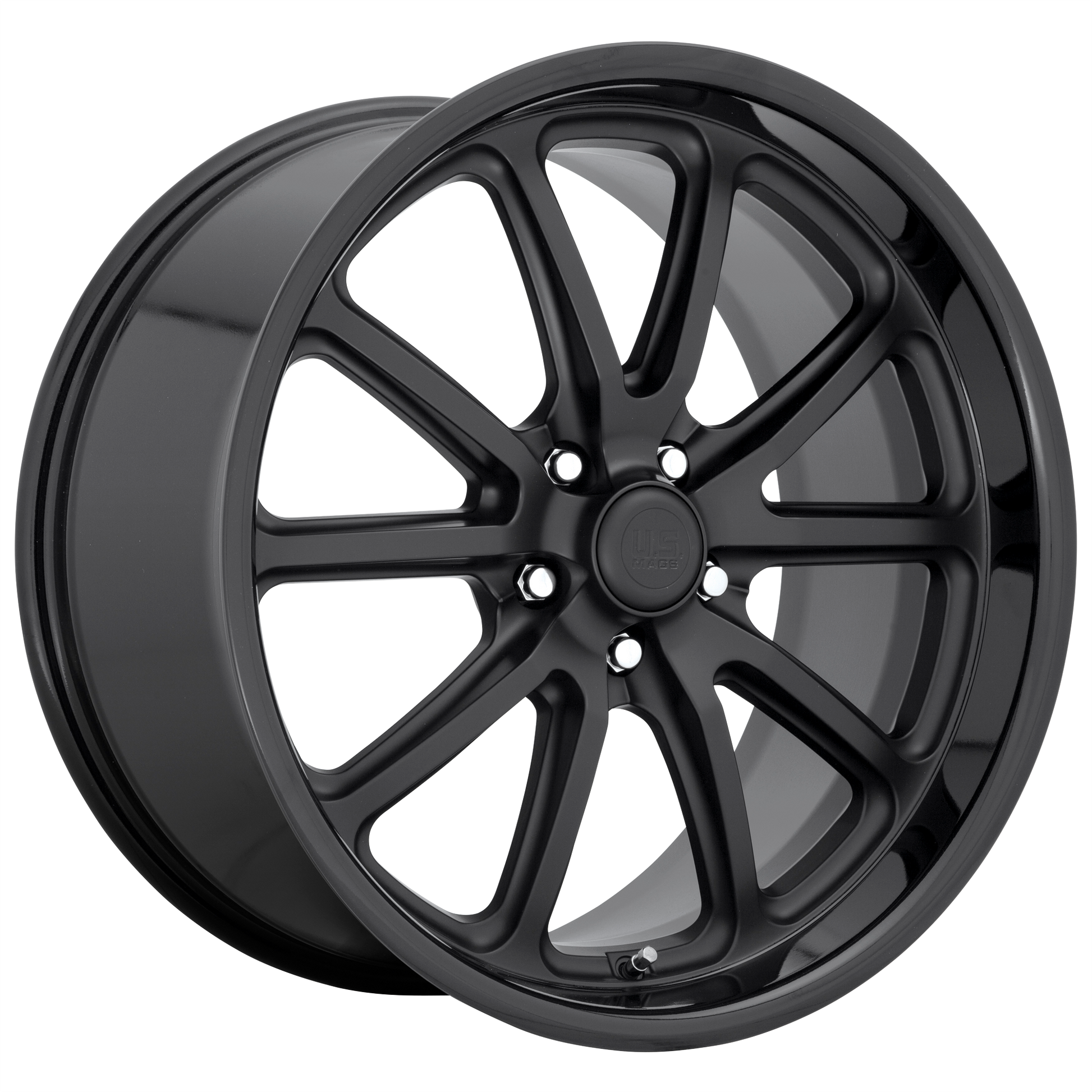 US Mag 1PC U123 RAMBLER 20x8.5 Gloss Black Matte Black 5x114.3 32mm