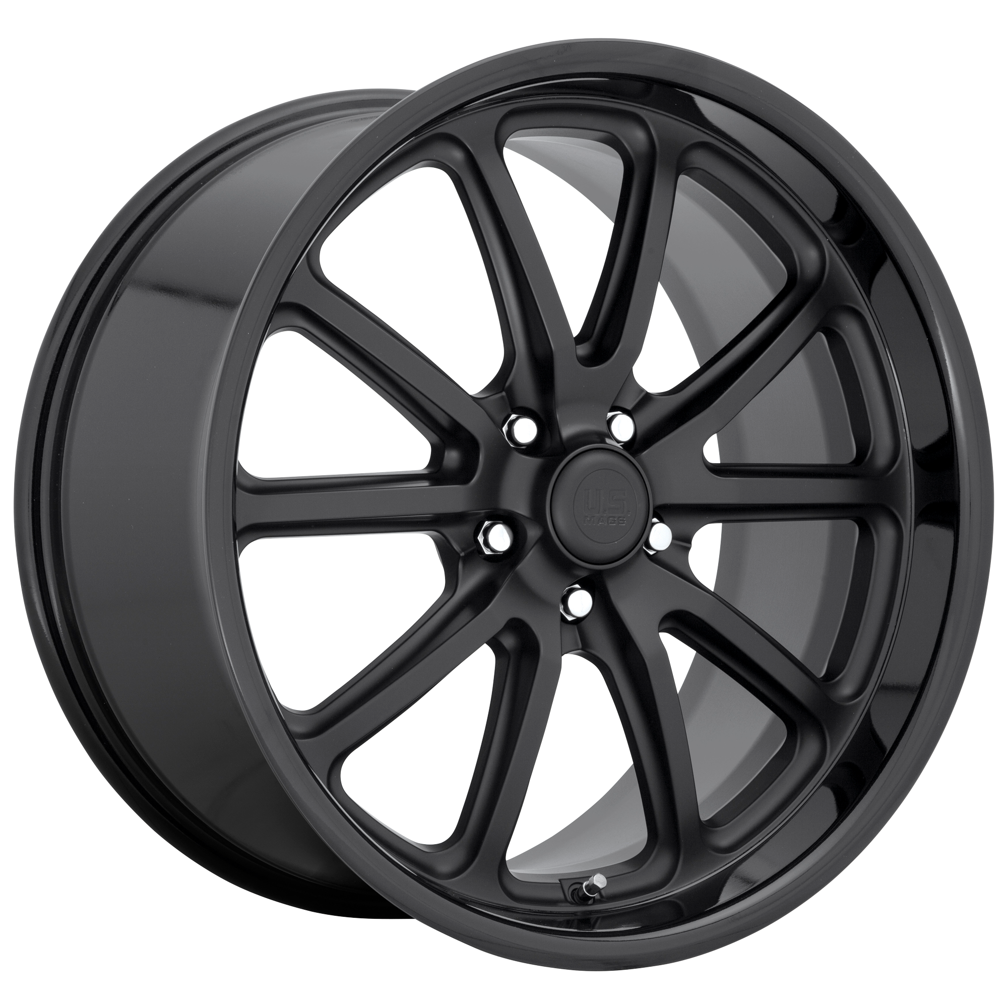 US Mag 1PC U123 RAMBLER 20x8.5 Gloss Black Matte Black 5x114.3 32mm