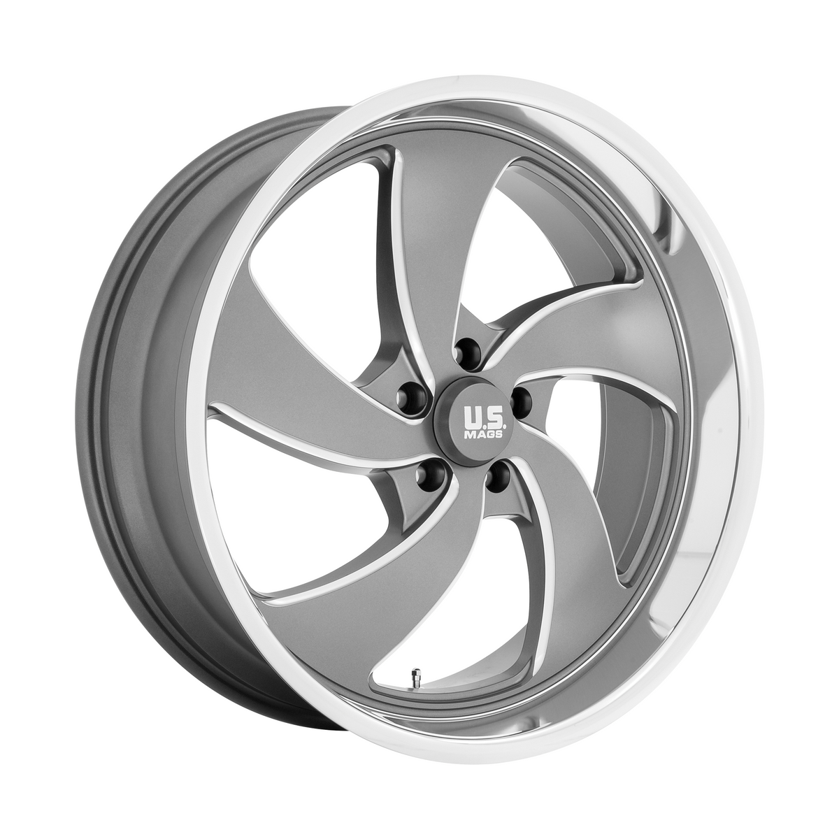 US Mag 1PC U133 DESPERADO 22x9 Anthracite Milled Diam-Cut Lip 6x135 25mm