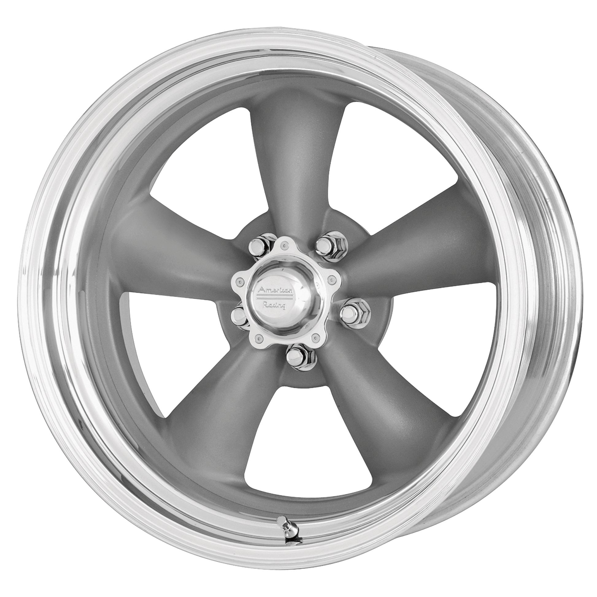 American Racing Vintage VN215 CLASSIC TORQ THRUST II 17x8 Mag Gray W/ Machined Lip 5x114.3 25mm