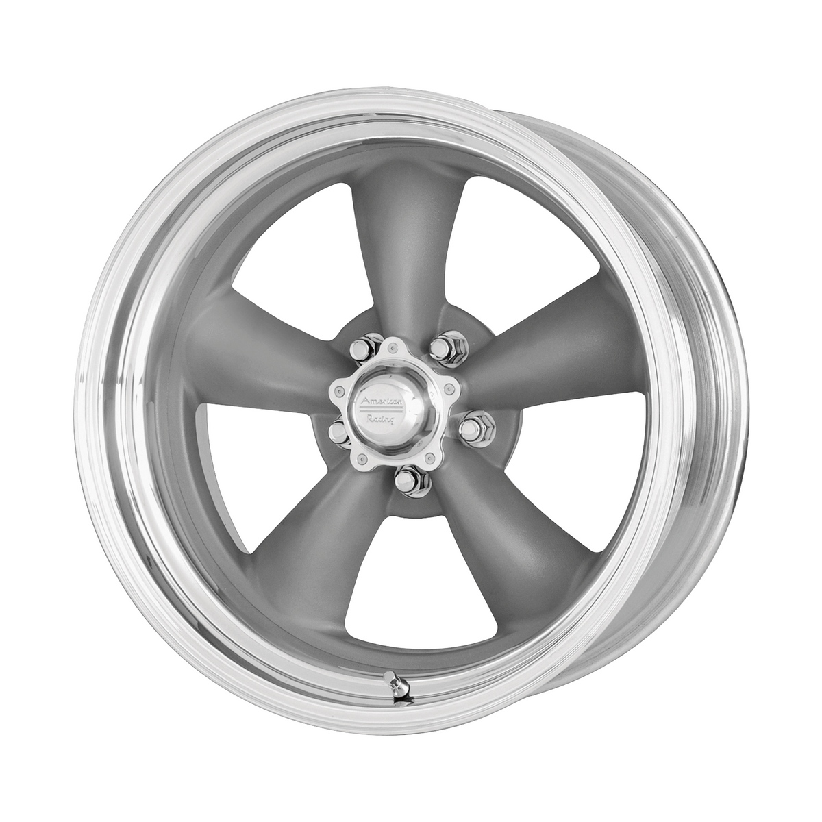 American Racing Vintage VN215 CLASSIC TORQ THRUST II 17x8 Mag Gray W/ Machined Lip 5x114.3 25mm